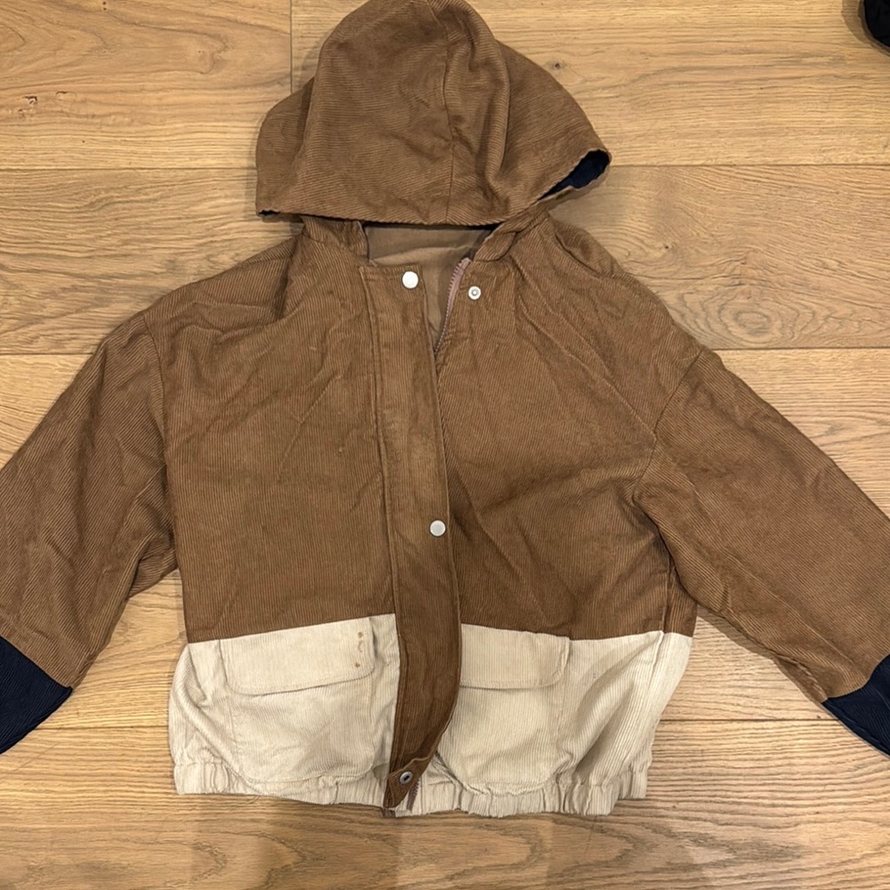 Brown and Cream Hooded Jacket